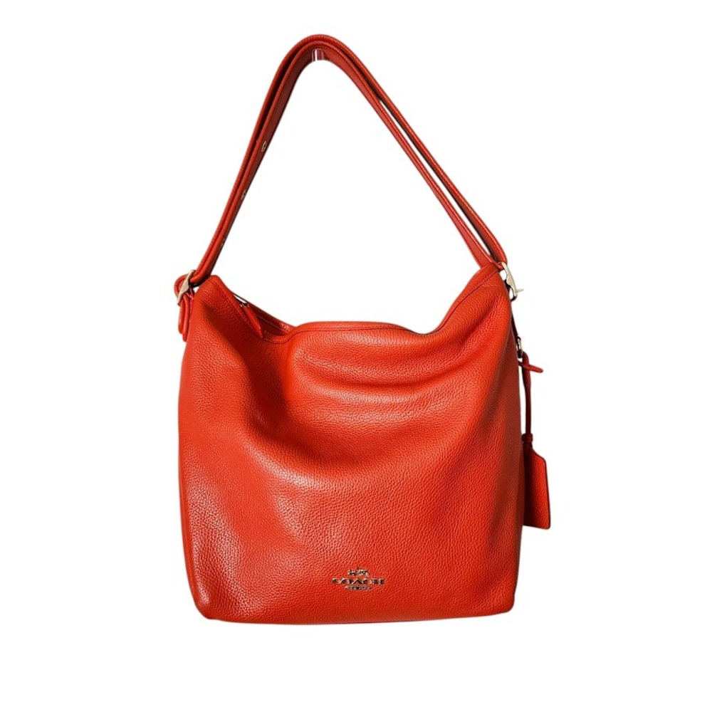 COACH Dufflette Leather Hobo Shoulder Bag Red Slouchy‎ Large Tote